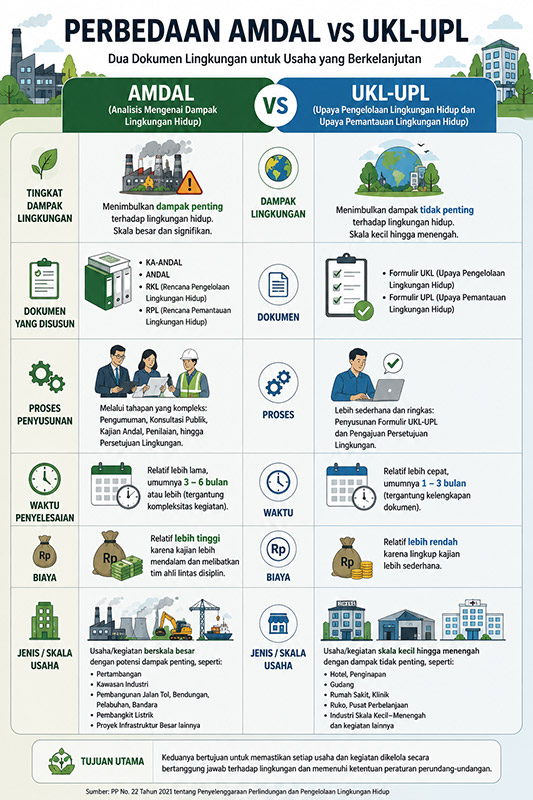 Infografis perbedaan AMDAL dan UKL-UPL