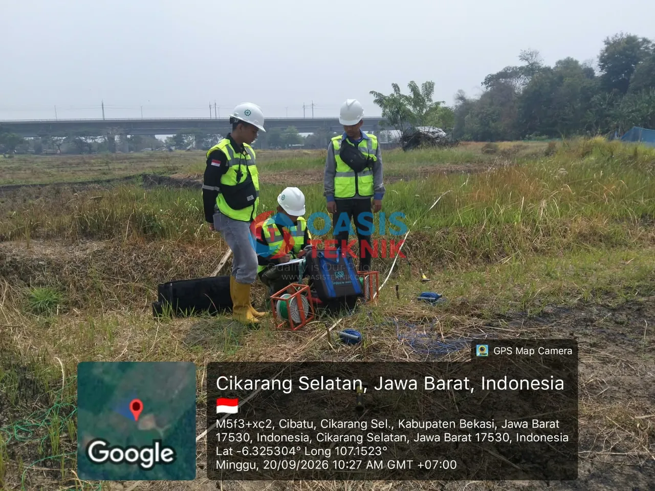 Tim Oasis Teknik melaksanakan survei geolistrik di Kp Cibatu Cikarang Selatan Kabupaten Bekasi pada September 2026